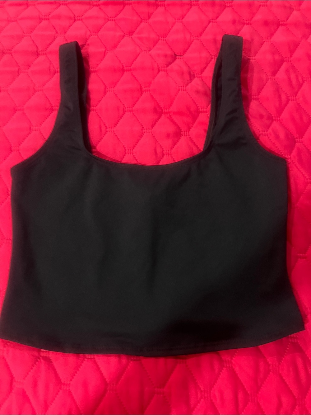 SKIMS Iconic Swim Crop Top in Obsidion NWT